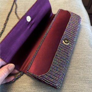 Maroon bugle bead evening bag